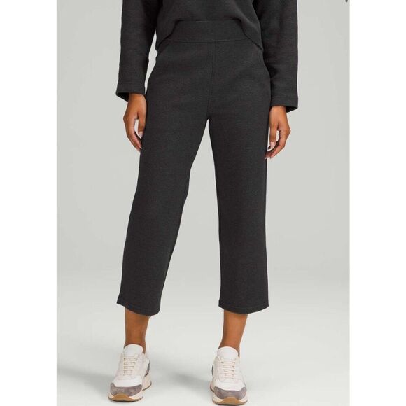lululemon athletica Pants - Lululemon Ribbed Straight Leg Super-High-Rise Crop 23" heathered black size 4